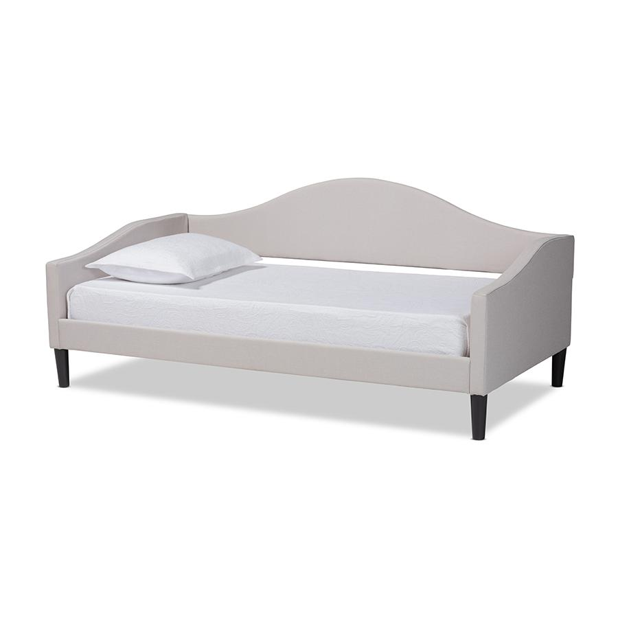 Baxton Studio Milligan Modern and Contemporary Beige Fabric Upholstered and Dark Brown Finished Wood Twin Size Daybed