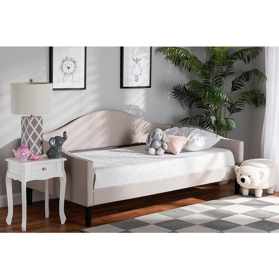 Baxton Studio Milligan Modern and Contemporary Beige Fabric Upholstered and Dark Brown Finished Wood Twin Size Daybed