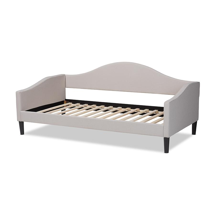 Baxton Studio Milligan Modern and Contemporary Beige Fabric Upholstered and Dark Brown Finished Wood Twin Size Daybed