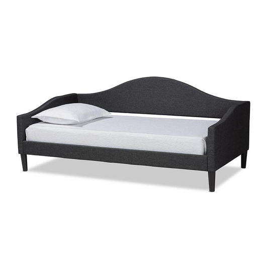 Baxton Studio Milligan Modern and Contemporary Charcoal Fabric Upholstered and Dark Brown Finished Wood Twin Size Daybed