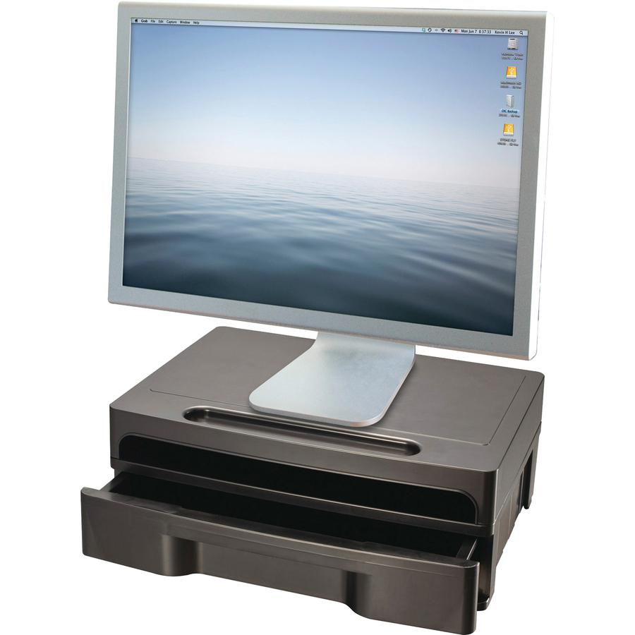 Officemate Monitor Stand with Drawer - 13.1" Width - Black