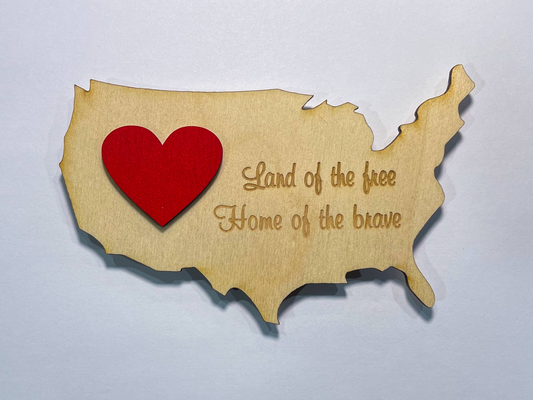 USA Land of Heart 3D Magnet