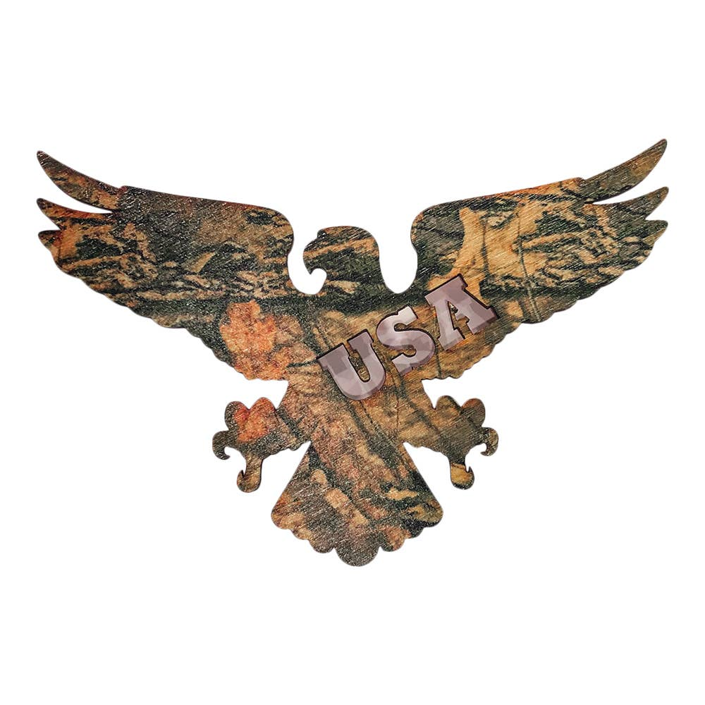 USA Natural Camo Eagle Wood Magnet