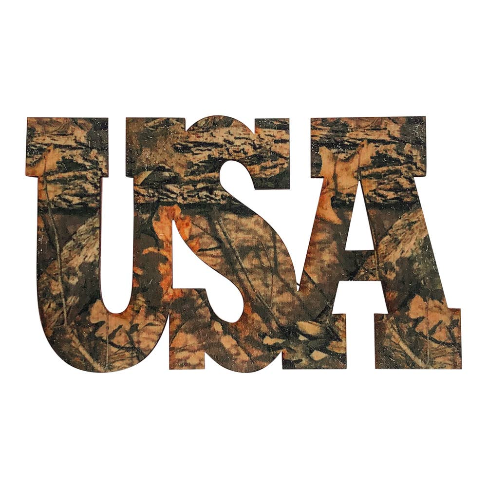 USA Natural Camo Wood Magnet