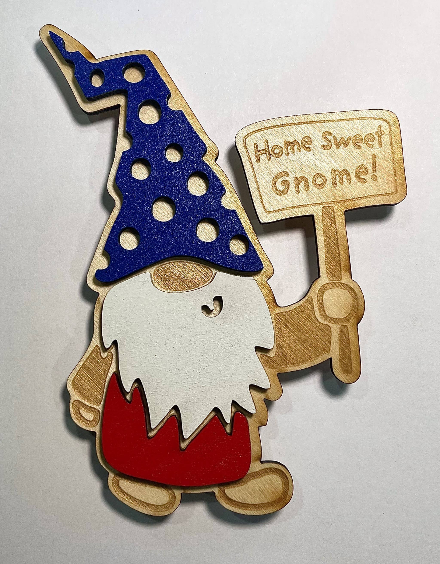 Gnome Sign 3D Wood Magnet