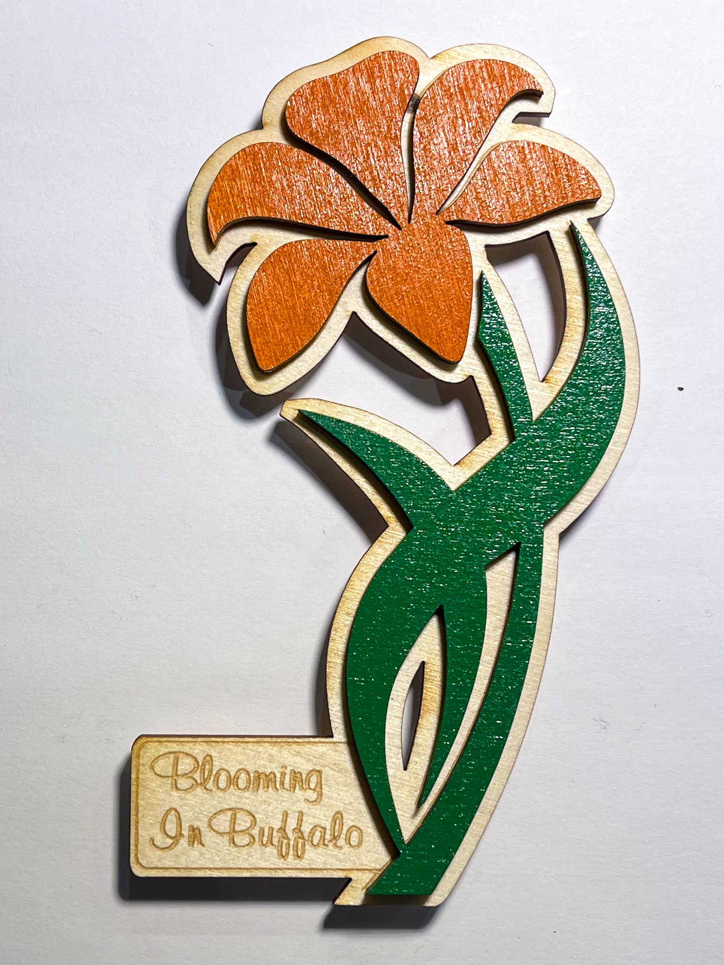 Blooming In Buffalo Lily 3D Wood Magnet