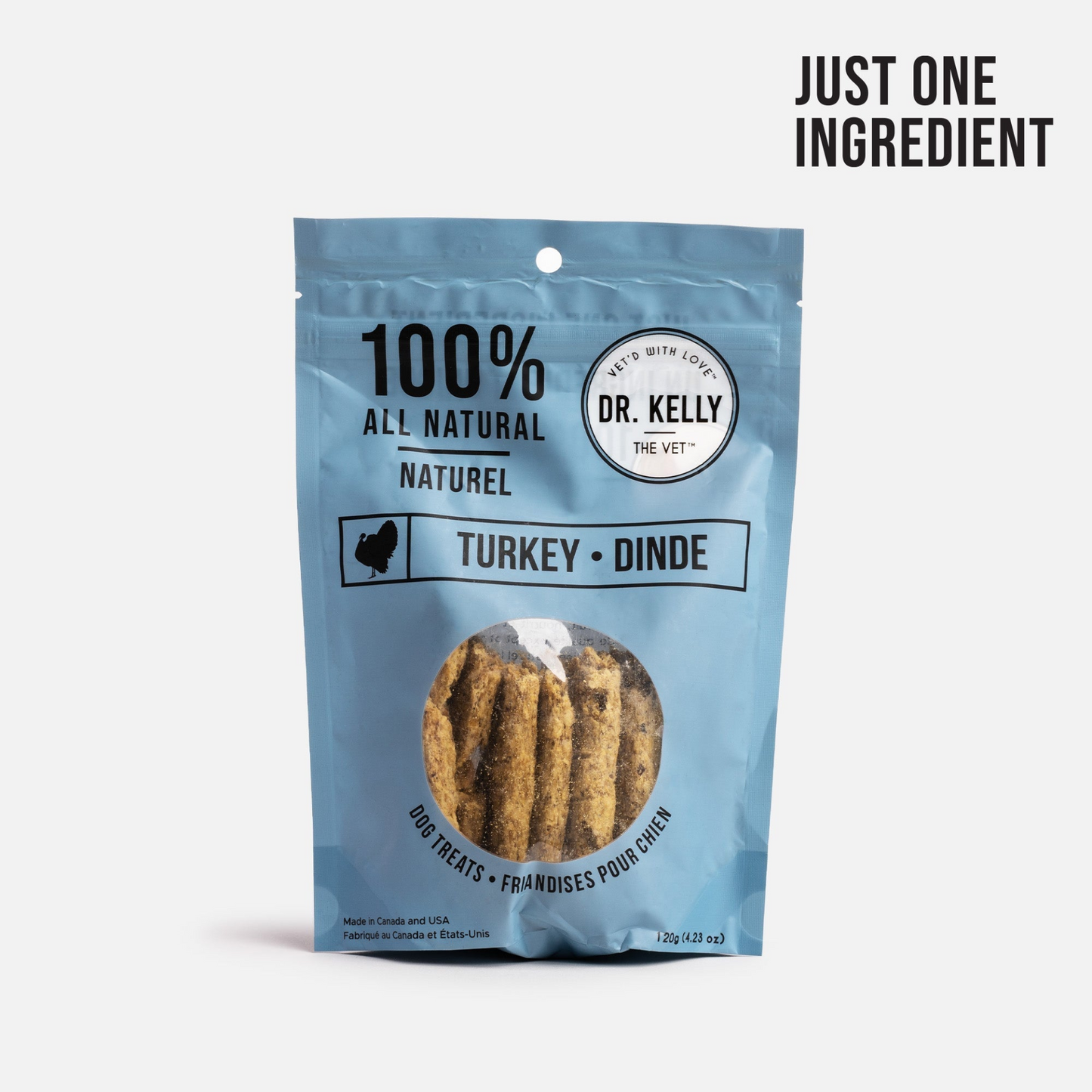 4 Pack - Dr. Kelly The Vet 100% Natural Dog Treats - Turkey 120g / each