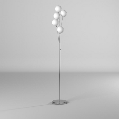 5LT Incandescent Floor Lamp, SC w/White Glass