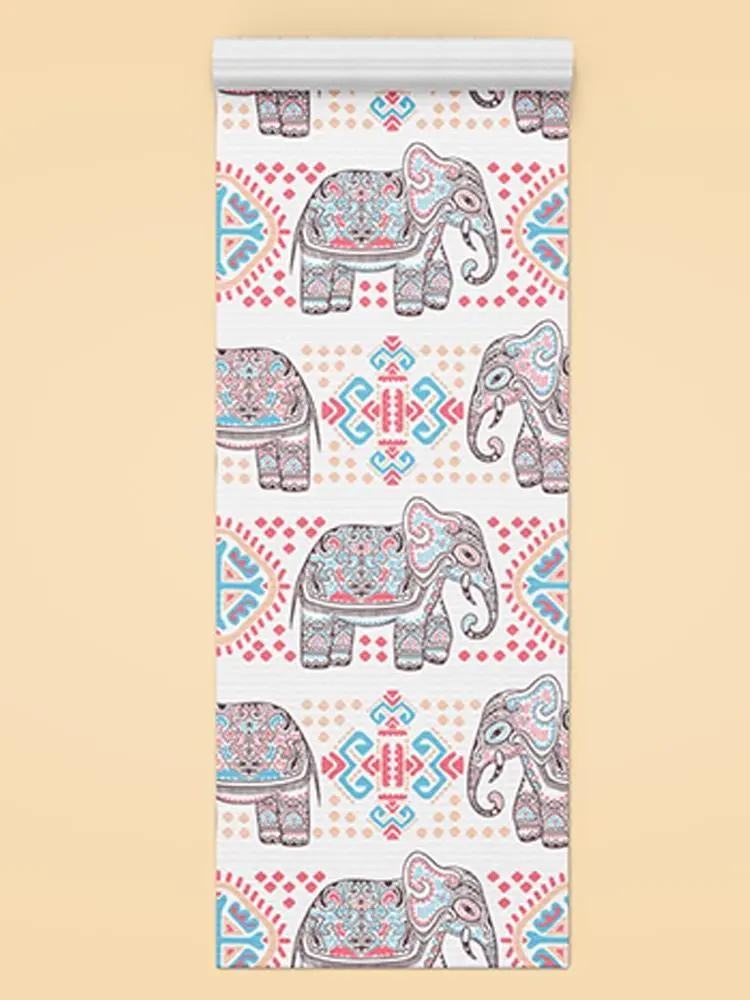 Ornamental Elephants Pattern Yoga Mat -Image by Shutterstock