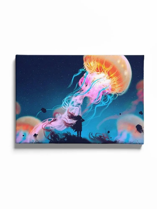 Girl And Giant Jellyfish Canvas -Image by Shutterstock