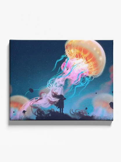 Girl And Giant Jellyfish Canvas -Image by Shutterstock