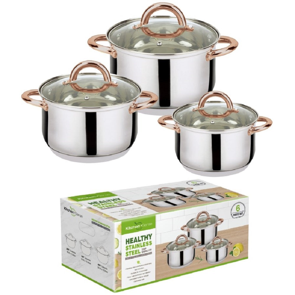 J&V TEXTILES 6-Piece Stainless Steel Casserole Set Pots and Lids…