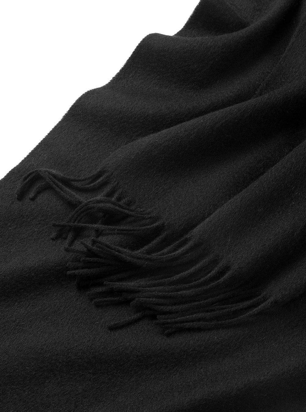 Lambswool Scarf Woven Plain Black