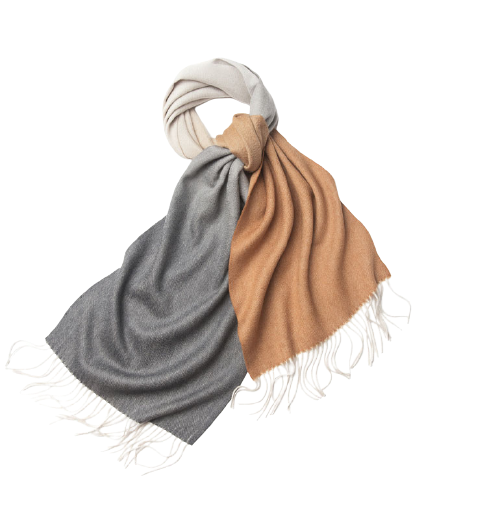 Degradé Lambswool Scarf Woven Grey White Camel