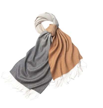 Degradé Lambswool Scarf Woven Grey White Camel