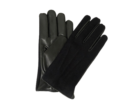 Grey Nappa Leather Gloves with Wool