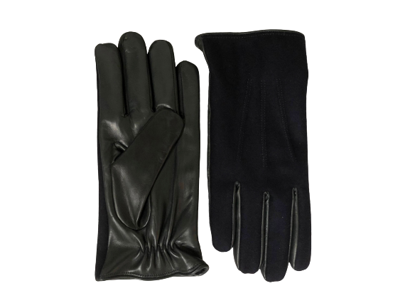 Grey Nappa Leather Gloves with Wool