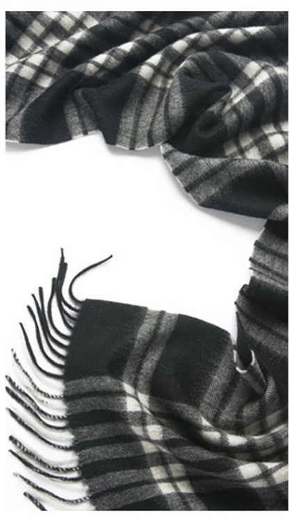 Check Lambswool Scarf Woven Black White