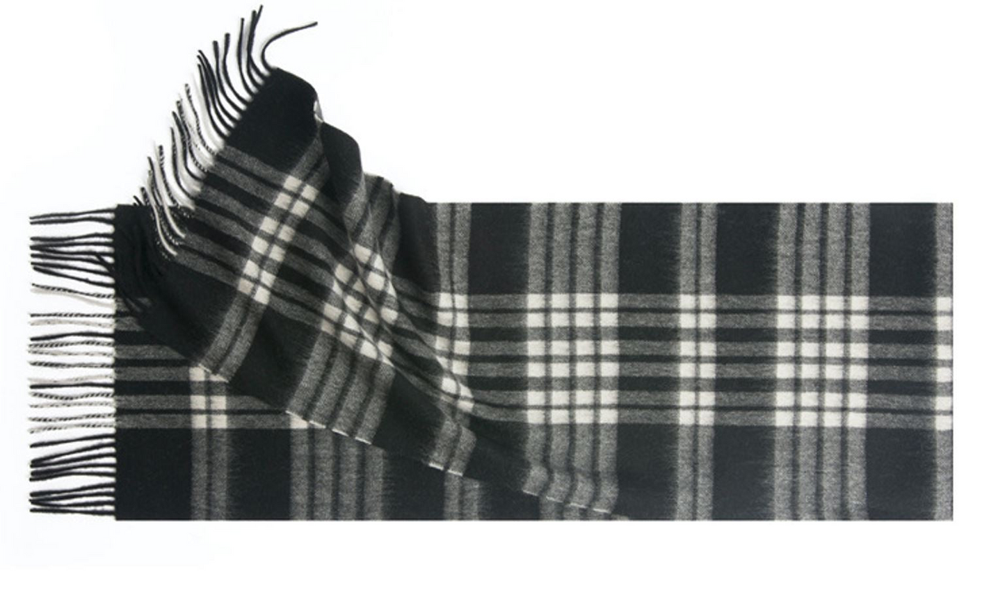 Check Lambswool Scarf Woven Black White