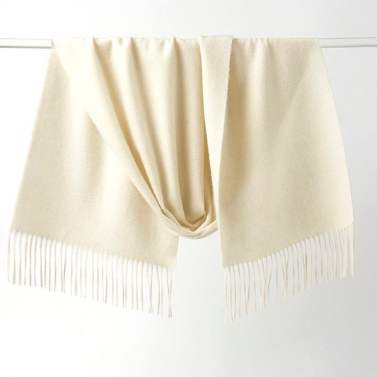 Lambswool Scarf Woven Plain Woolwhite