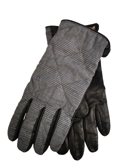 Leather Gloves with Wool Glen Check