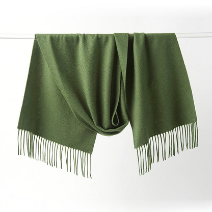 Lambswool Scarf Woven Plain Hunting Green