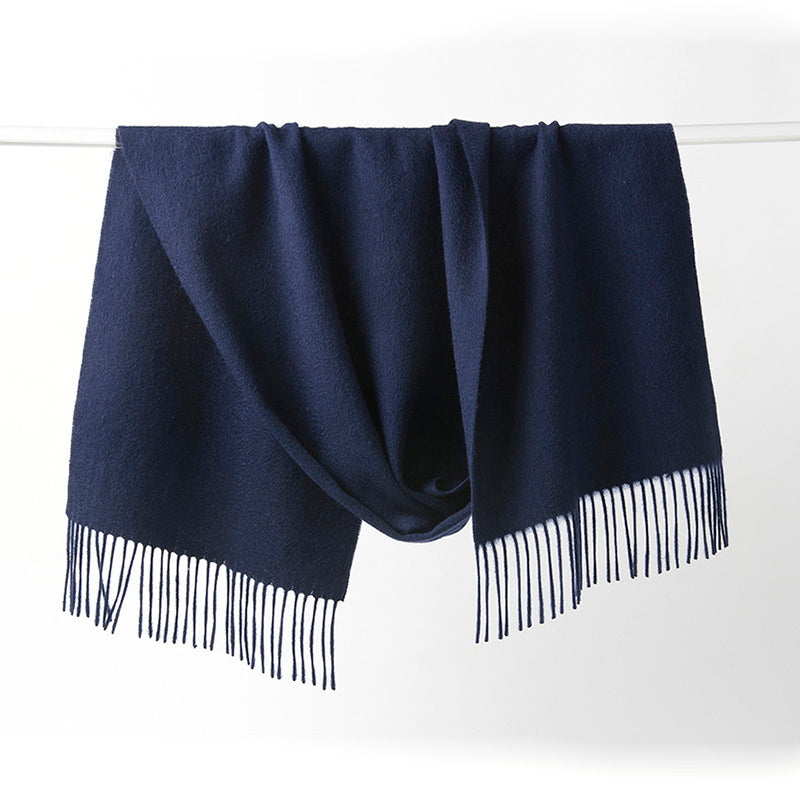 Lambswool Scarf Woven Plain Navy