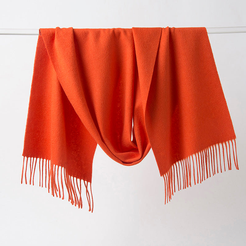 Lambswool Scarf Woven Plain Orange