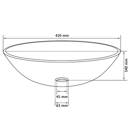 vidaXL Basin Tempered Glass 16.5" Transparent