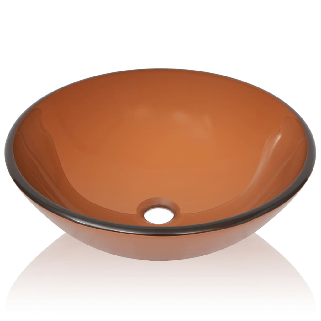 vidaXL Basin Tempered Glass 16.5" Brown