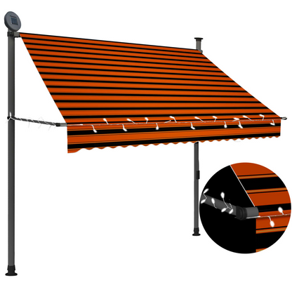 vidaXL Manual Retractable Awning with LED 78.7" Orange and Brown