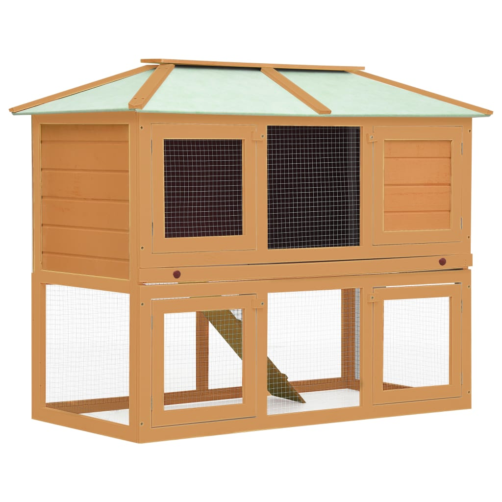 vidaXL Animal Rabbit Cage Double Floor Wood