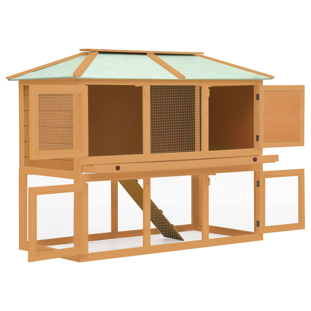 vidaXL Animal Rabbit Cage Double Floor Wood