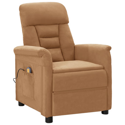 vidaXL Massage Recliner Taupe Faux Suede Leather