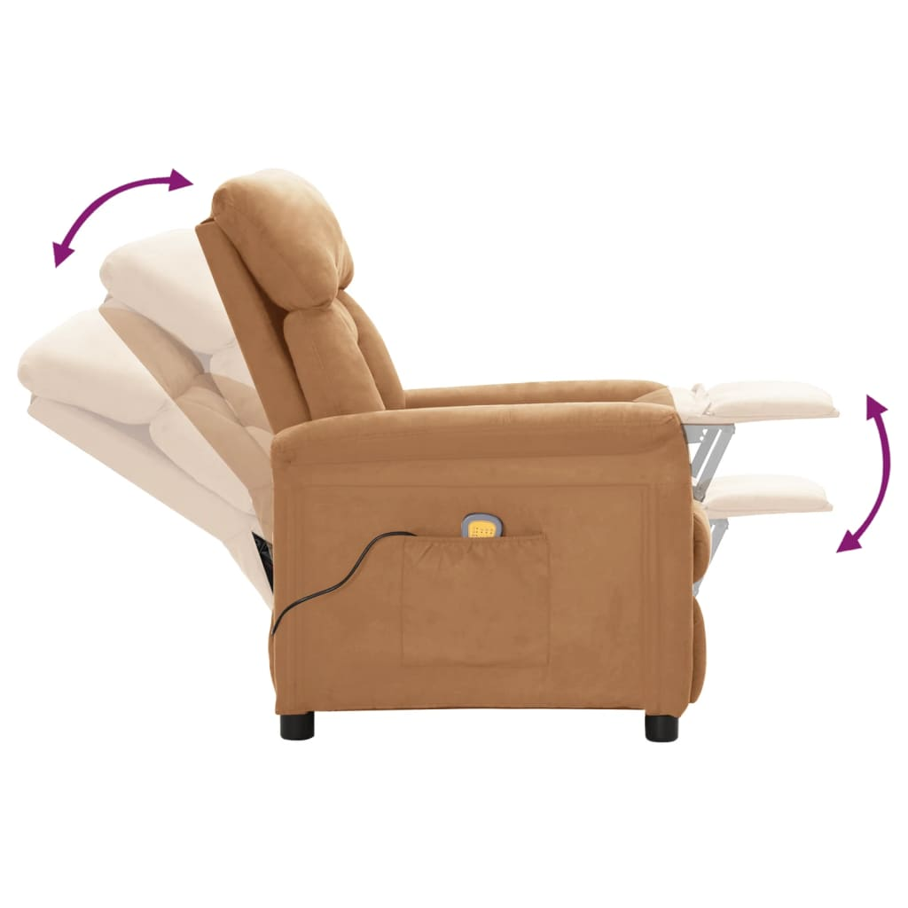 vidaXL Massage Recliner Taupe Faux Suede Leather