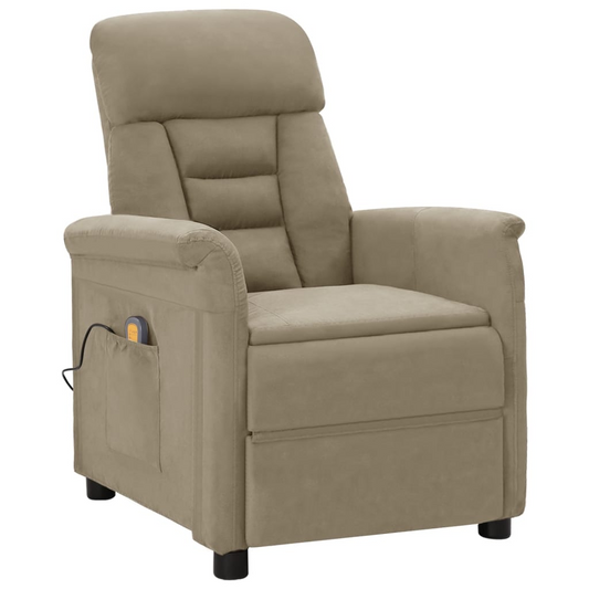 vidaXL Massage Recliner Light Gray Faux Suede Leather