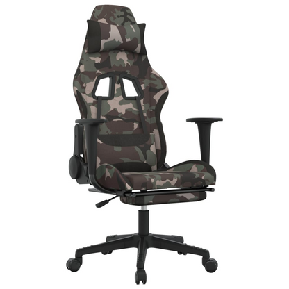 vidaXL Gaming Chair with Footrest Camouflage and Black Fabric