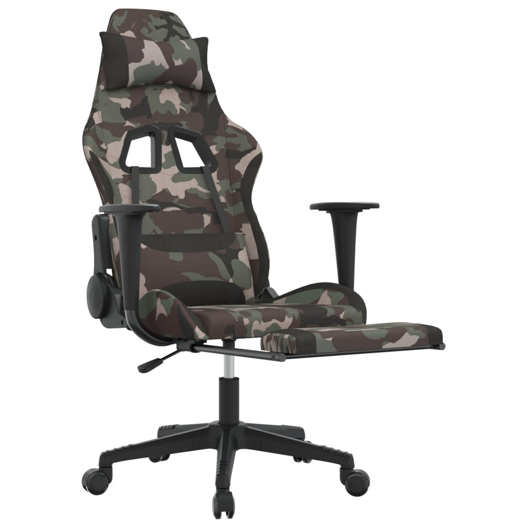 vidaXL Gaming Chair with Footrest Camouflage and Black Fabric