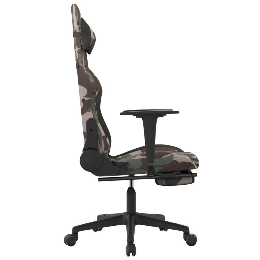 vidaXL Massage Gaming Chair with Footrest Black and Camouflage Fabric