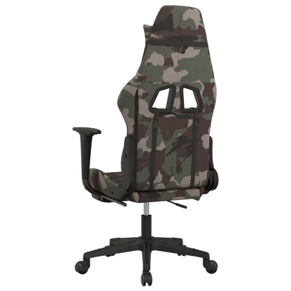 vidaXL Massage Gaming Chair with Footrest Black and Camouflage Fabric