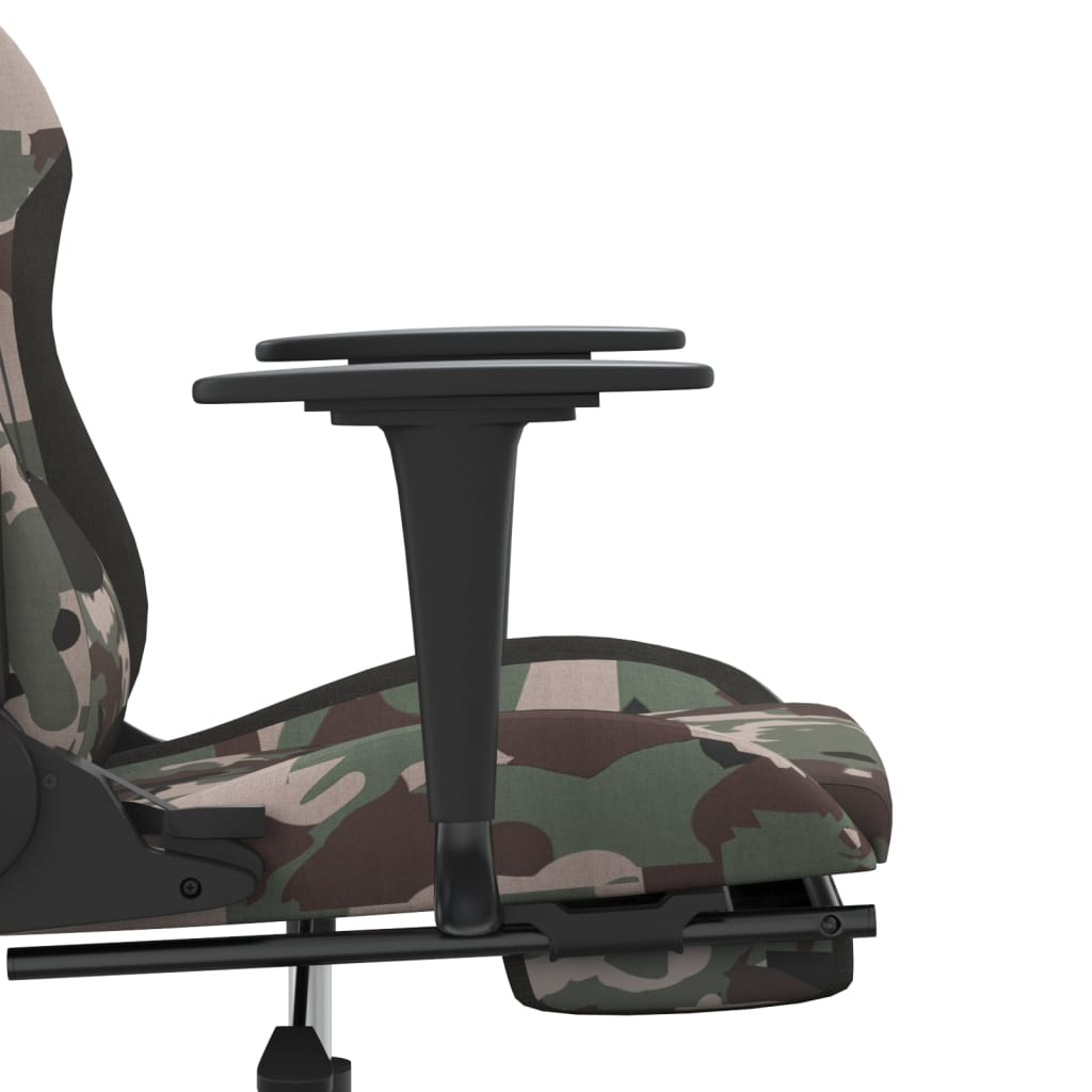 vidaXL Massage Gaming Chair with Footrest Black and Camouflage Fabric