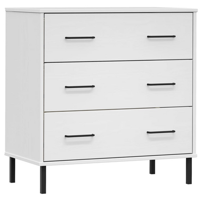 vidaXL Sideboard with 3 Drawers White 30.3"x15.7"x31.3" Solid Wood OSLO