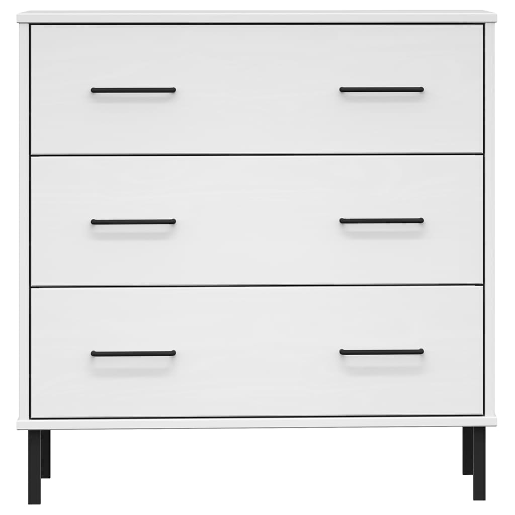 vidaXL Sideboard with 3 Drawers White 30.3"x15.7"x31.3" Solid Wood OSLO