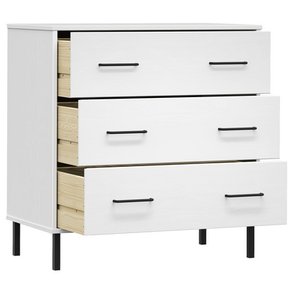 vidaXL Sideboard with 3 Drawers White 30.3"x15.7"x31.3" Solid Wood OSLO