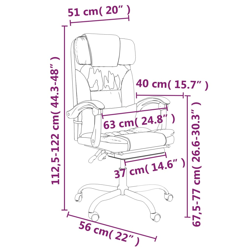 vidaXL Reclining Office Chair Black Faux Leather