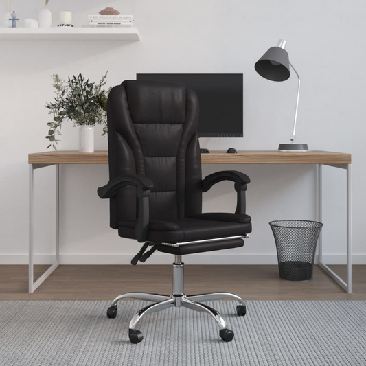 vidaXL Reclining Office Chair Black Faux Leather