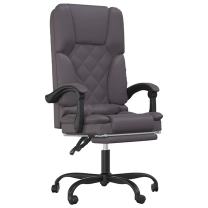 vidaXL Massage Reclining Office Chair Gray Faux Leather