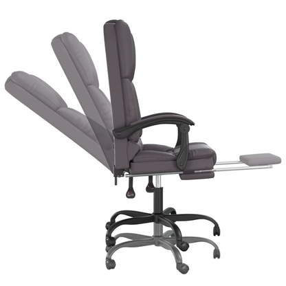 vidaXL Massage Reclining Office Chair Gray Faux Leather