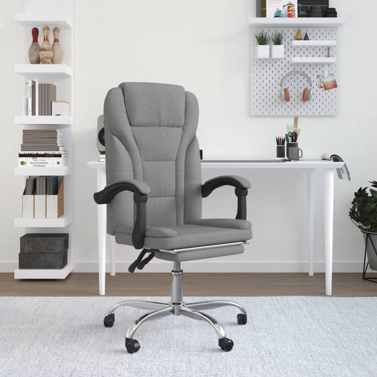 vidaXL Reclining Office Chair Light Gray Fabric