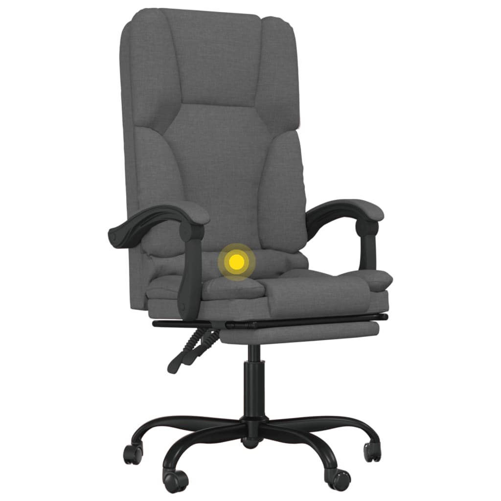 vidaXL Massage Reclining Office Chair Dark Gray Fabric